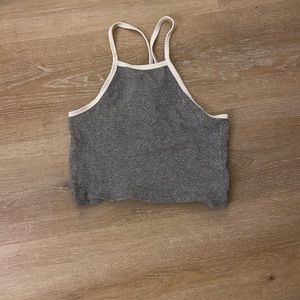Grey halter crop top with white lining